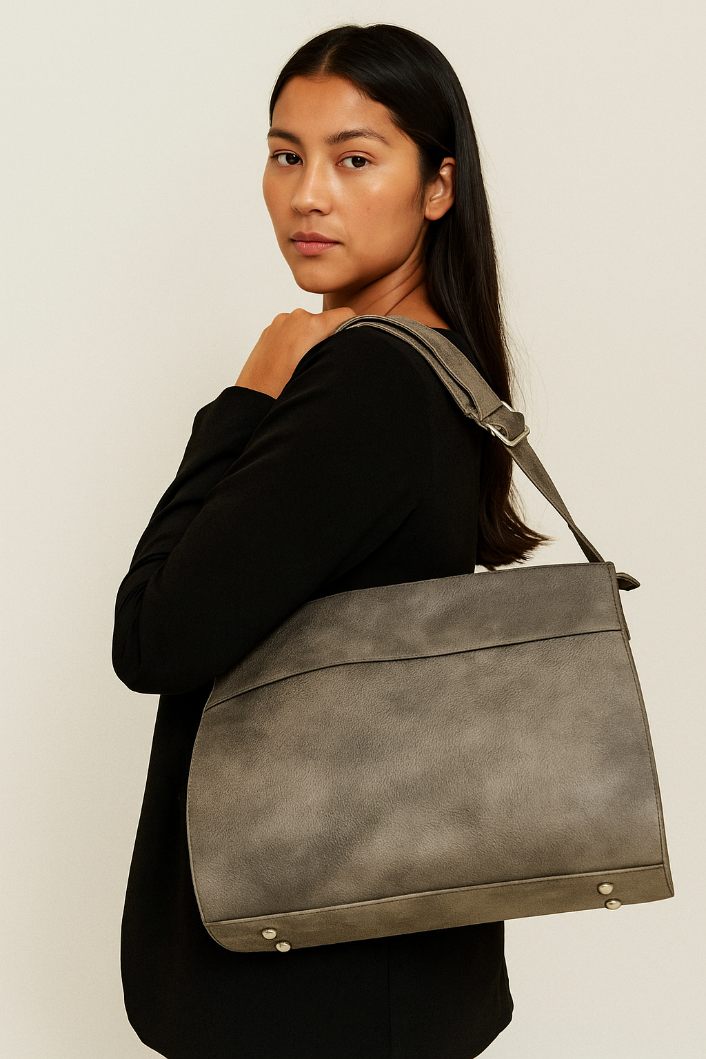 Bolso grande de piel genuina de res para mujer – elegante, resistente y con correa ajustable